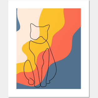 Abstract Feline Contemplation Posters and Art